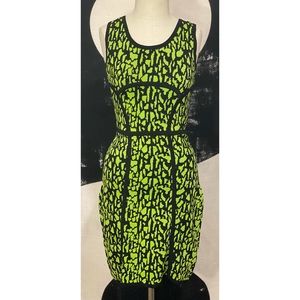 Carmen Marc Valvo SMALL Black & Lime Green Dress